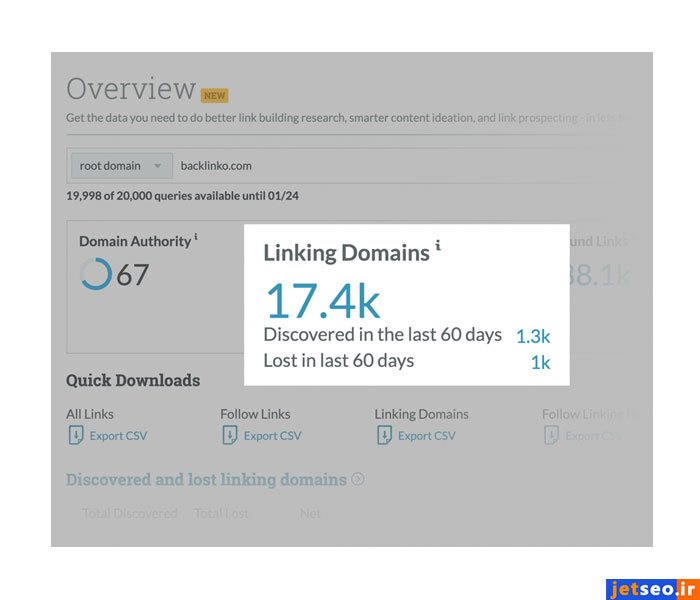 به دست آوردن linking Domain در سایت moz